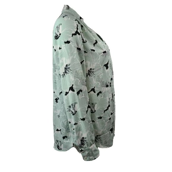 ANN TAYLOR Factory Green Black Floral Size M - Picture 4 of 6